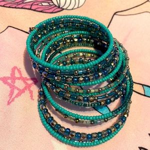 Gorgeous Turquoise Spring Bracelet made with beads